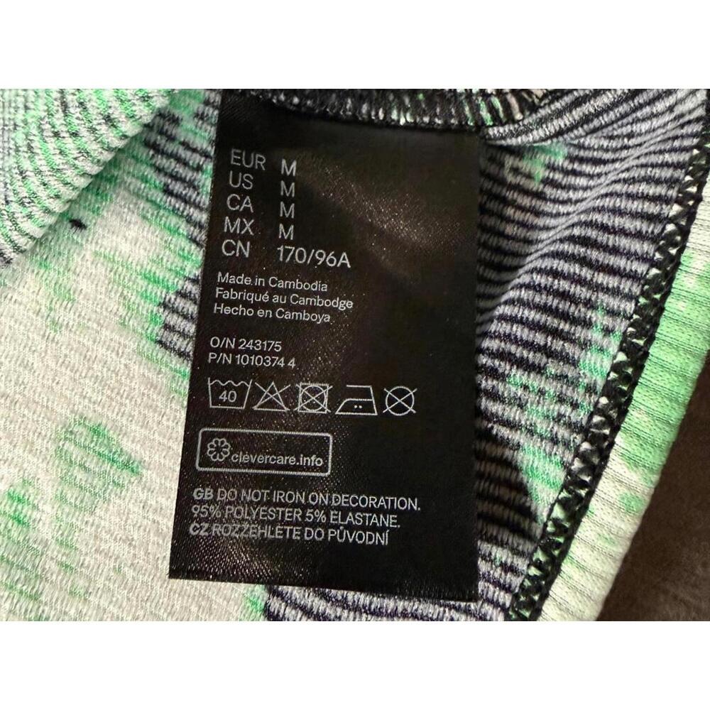 No Fear x H&M Size Medium Green & Black Tie-dye Long Sleeve Crop Top Y2K - Picture 3 of 7